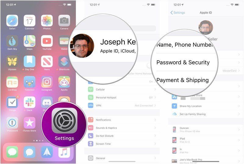 Откройте &laquo;Настройки&raquo;, нажмите на баннер Apple ID, нажмите &laquo;Пароль и безопасность&raquo;.